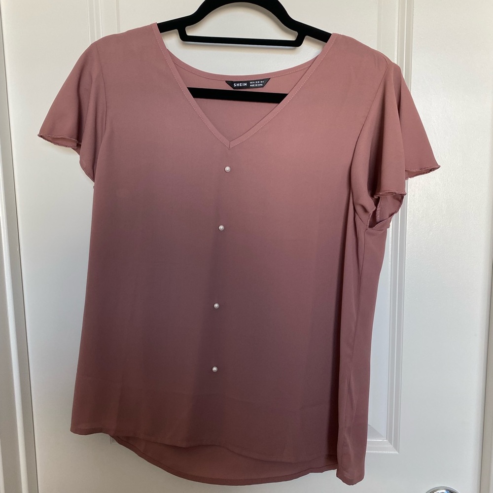 Plain dusty rose shirt in size m from shien, never worn